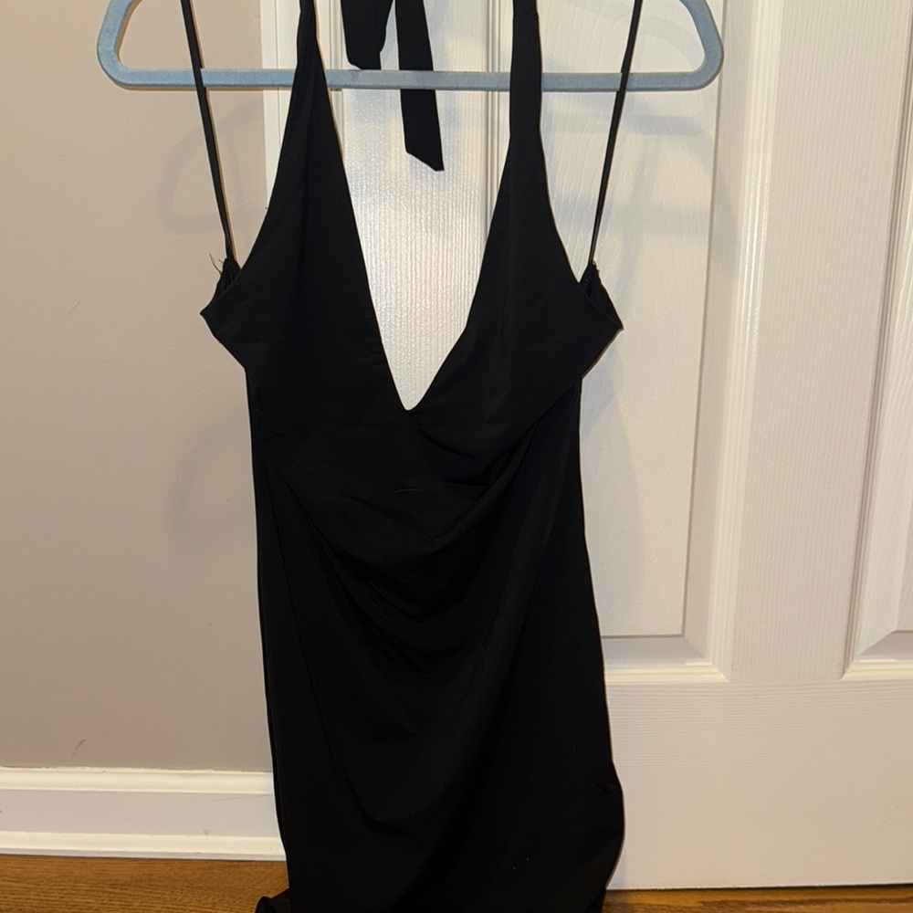 Elegant Black Halter Dress